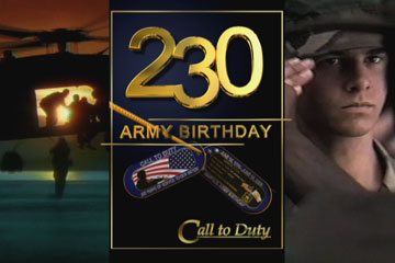 Army video open. 230 Army Birthday.